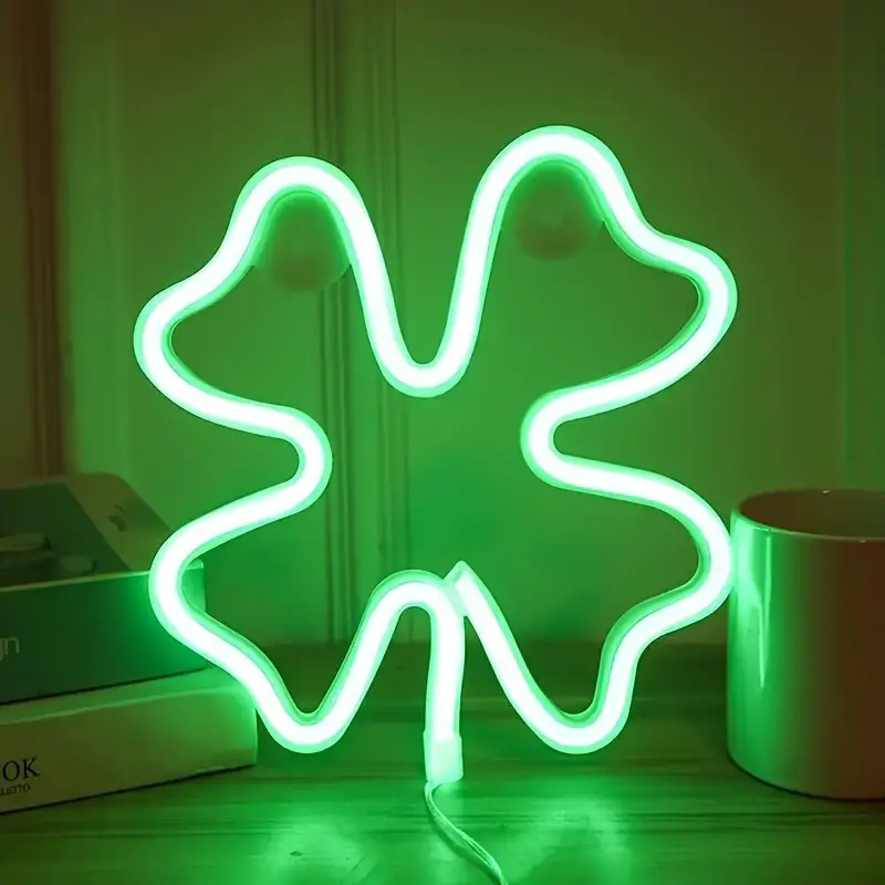 Lighting Decor For Bedroom - Lampu LED Semanggi Hijau Tanda Neon