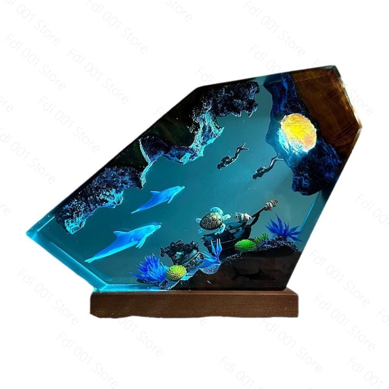 Lighting World Decor - Lampu Malam Resin Lumba-lumba dan Penyu