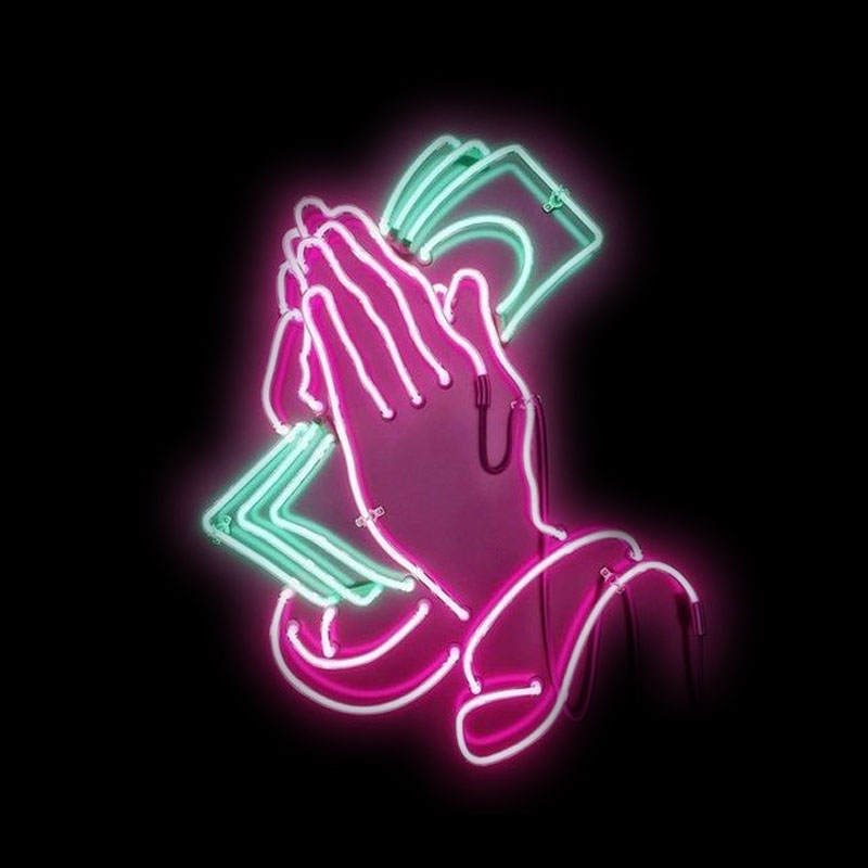 Outdoor Lighting Decor Ideas - Tangan Berdoa Lampu Tanda Neon Neon